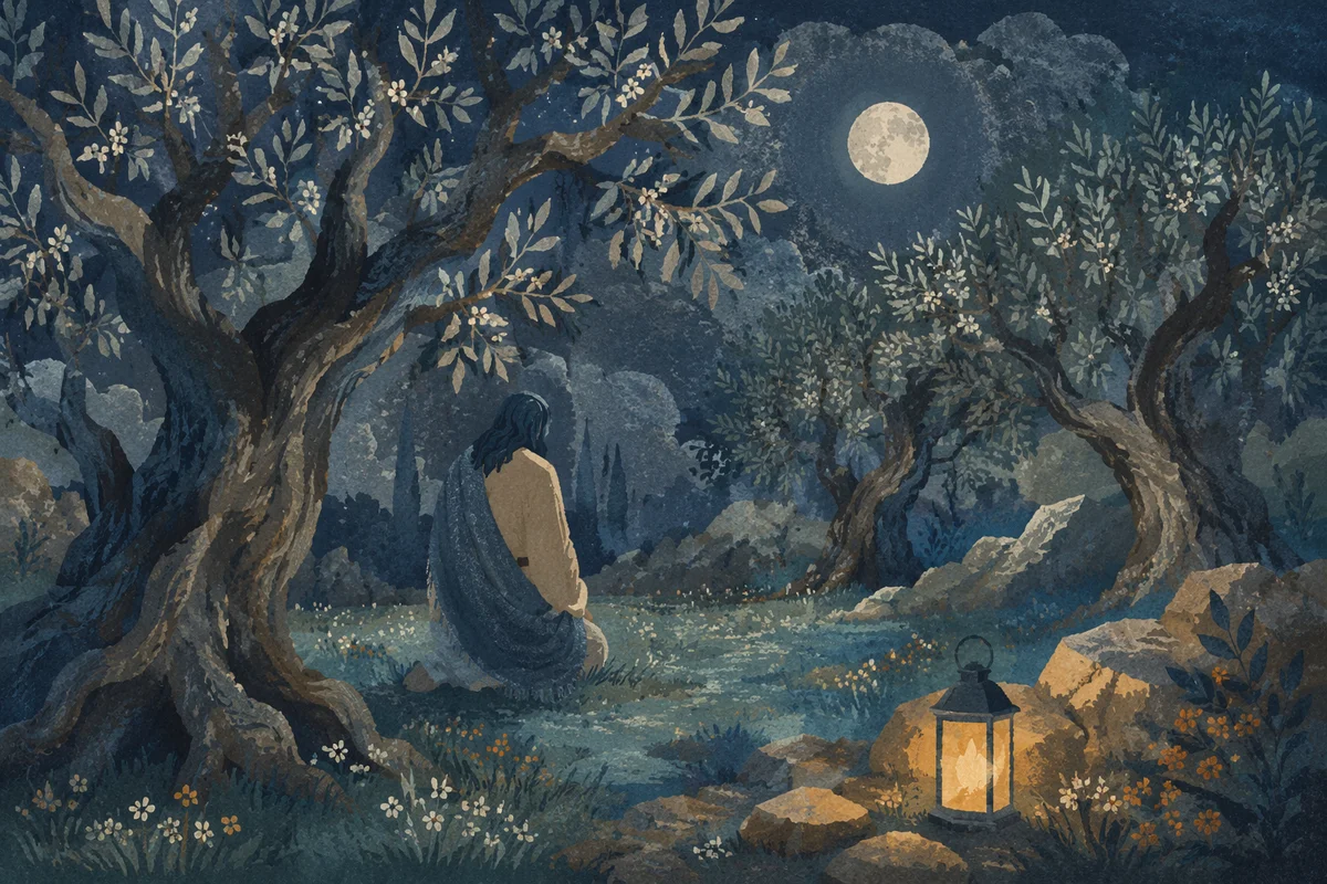 Gethsemane Olive Grove Prayer at Night