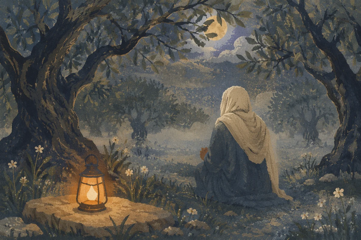 Moonlit Gethsemane Olive Grove Prayer
