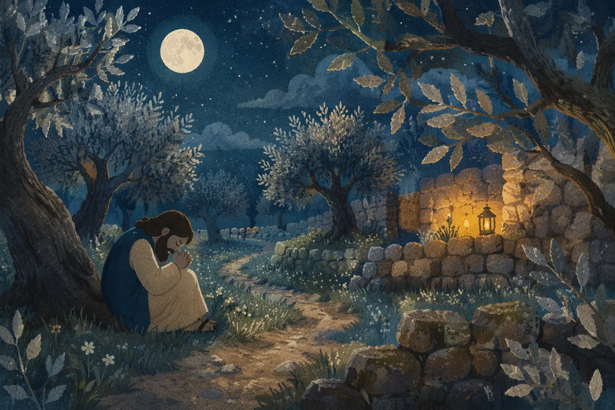 Moonlit Olive Grove in Gethsemane Style
