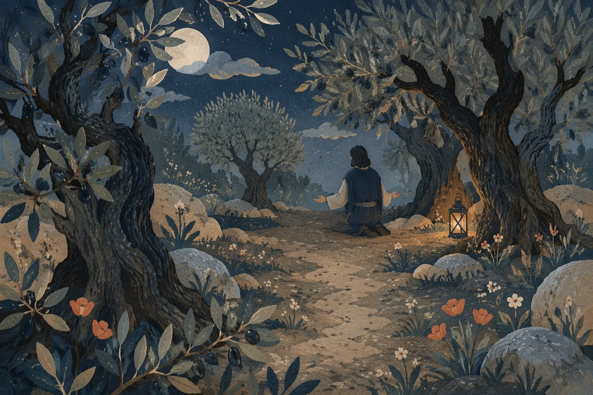 Moonlit Gethsemane Olive Grove Prayer