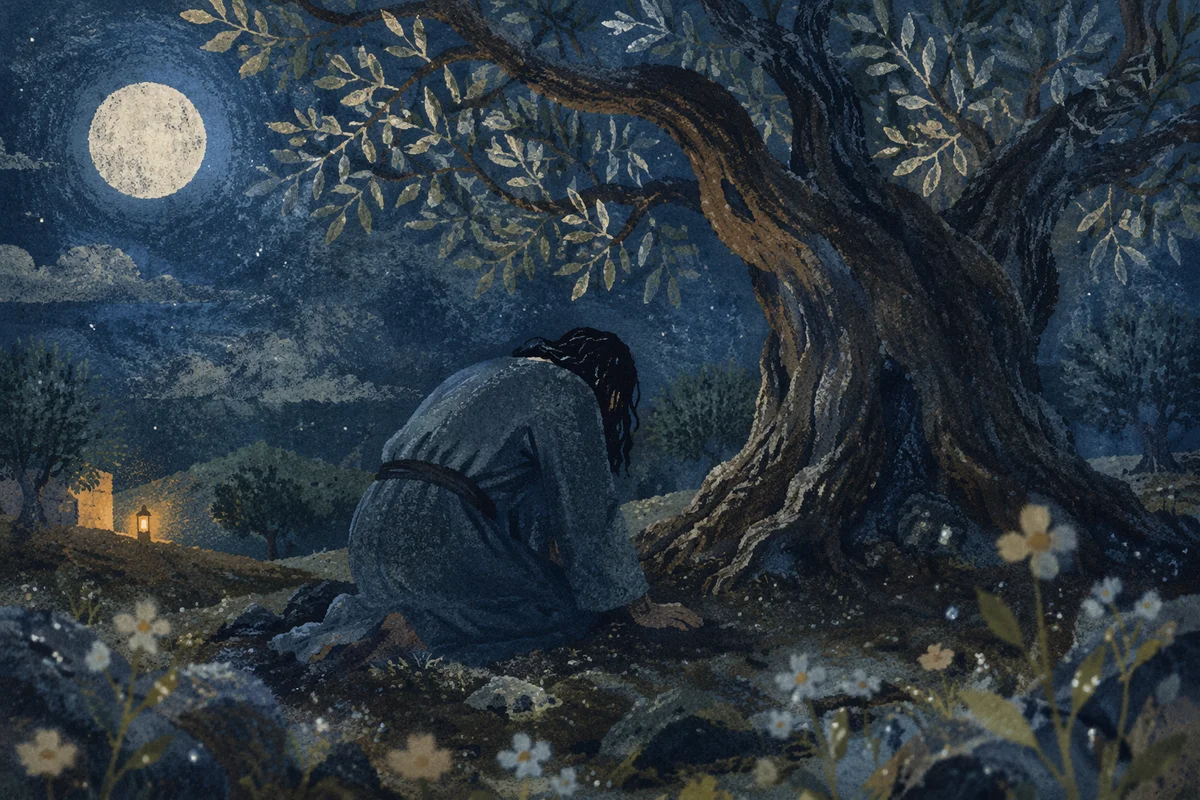 Gethsemane Olive Grove Under Moonlight