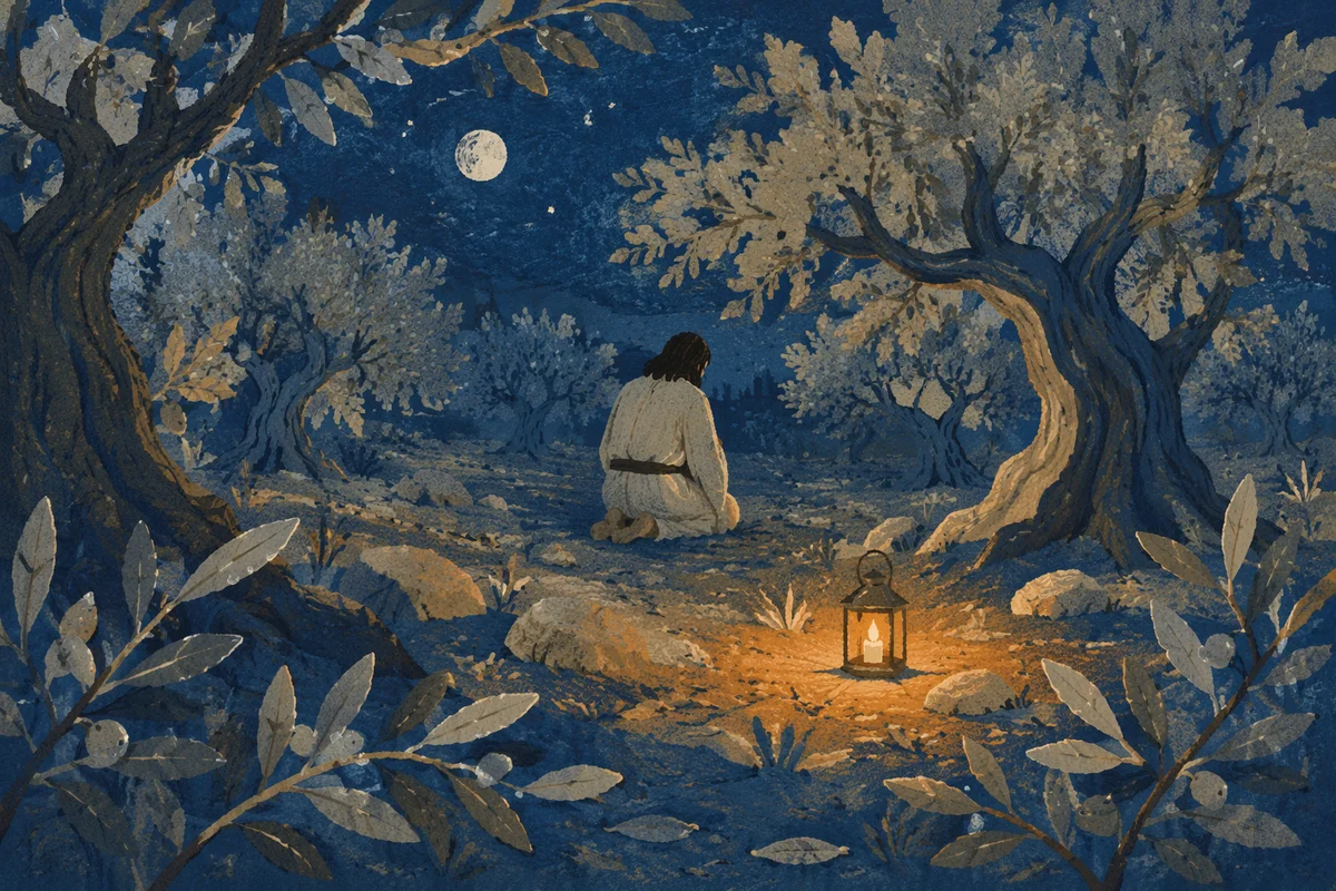 Gethsemane Olive Grove Prayer at Night