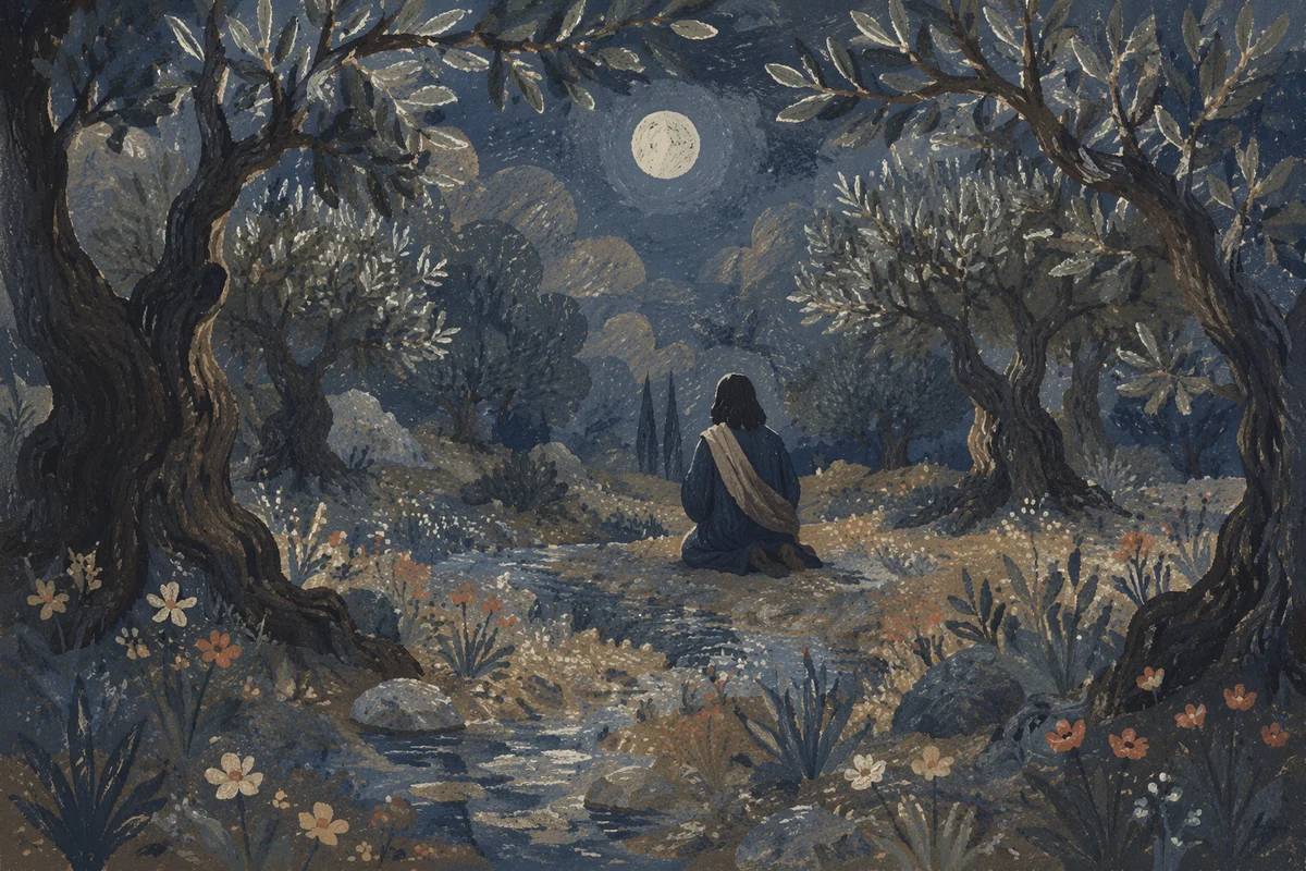 Moonlit Gethsemane Olive Grove Prayer