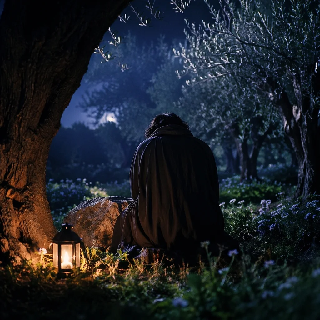 Moonlit Gethsemane Olive Grove Prayer