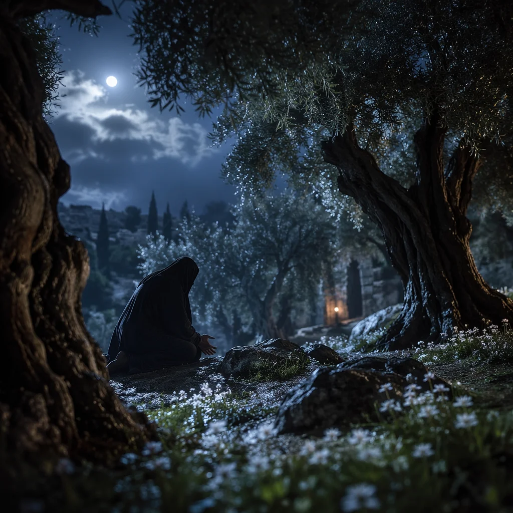 Moonlit Gethsemane Olive Grove Prayer