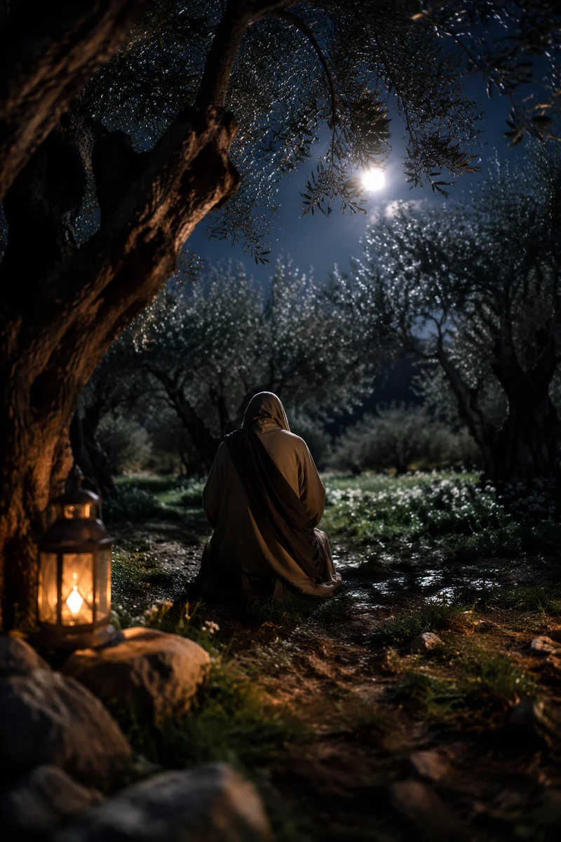 Moonlit Gethsemane Olive Grove Prayer