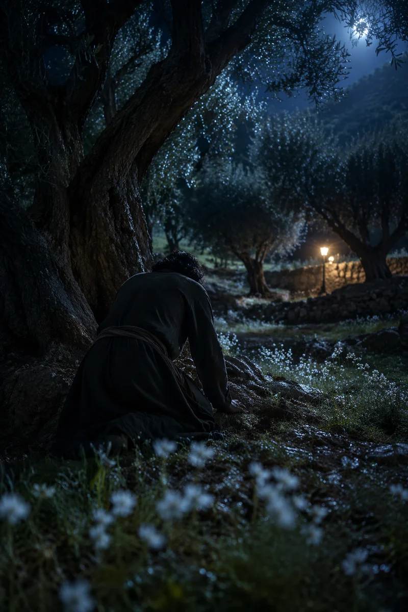 Gethsemane Olive Grove Moonlit Prayer