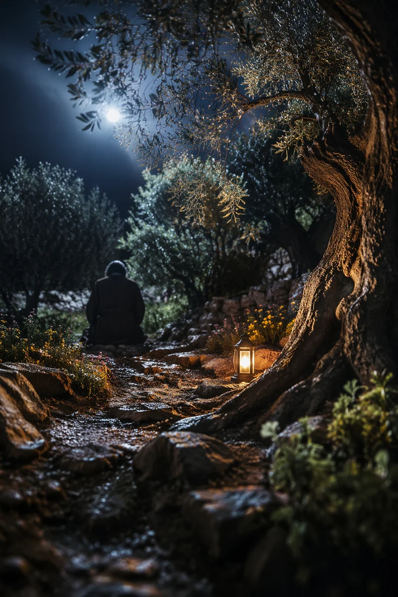 Moonlit Gethsemane Olive Grove Prayer Vigil