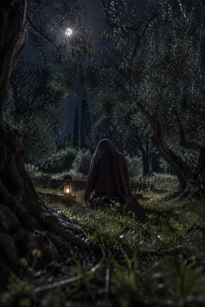Gethsemane Olive Grove Prayer at Night