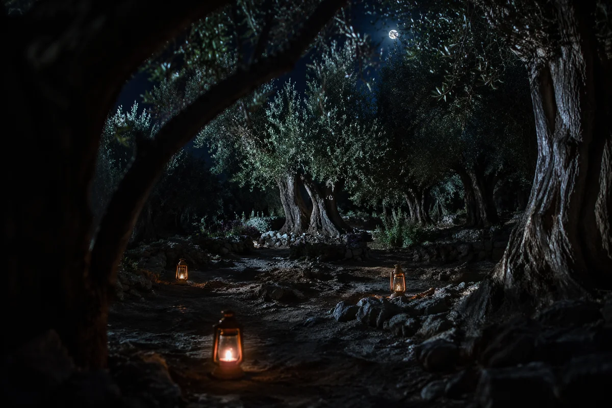 Moonlit Gethsemane Olive Grove Vigil