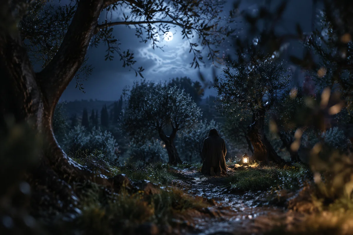 Gethsemane Olive Grove Prayer at Night