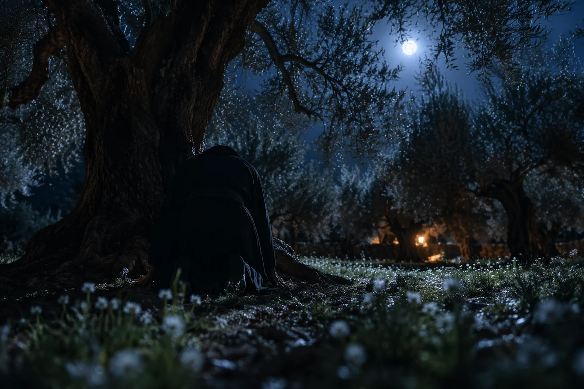 Moonlit Gethsemane Olive Grove Prayer