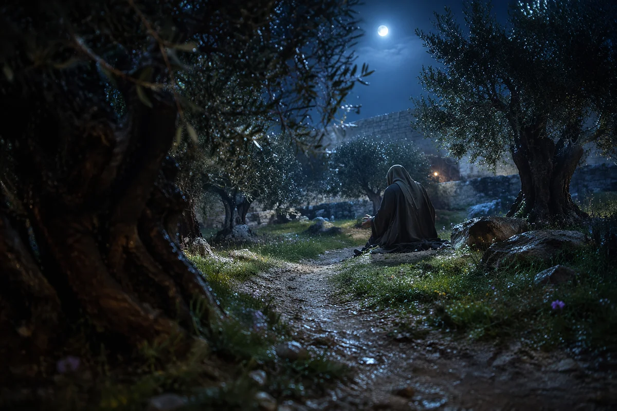 Gethsemane Olive Grove Prayer at Night