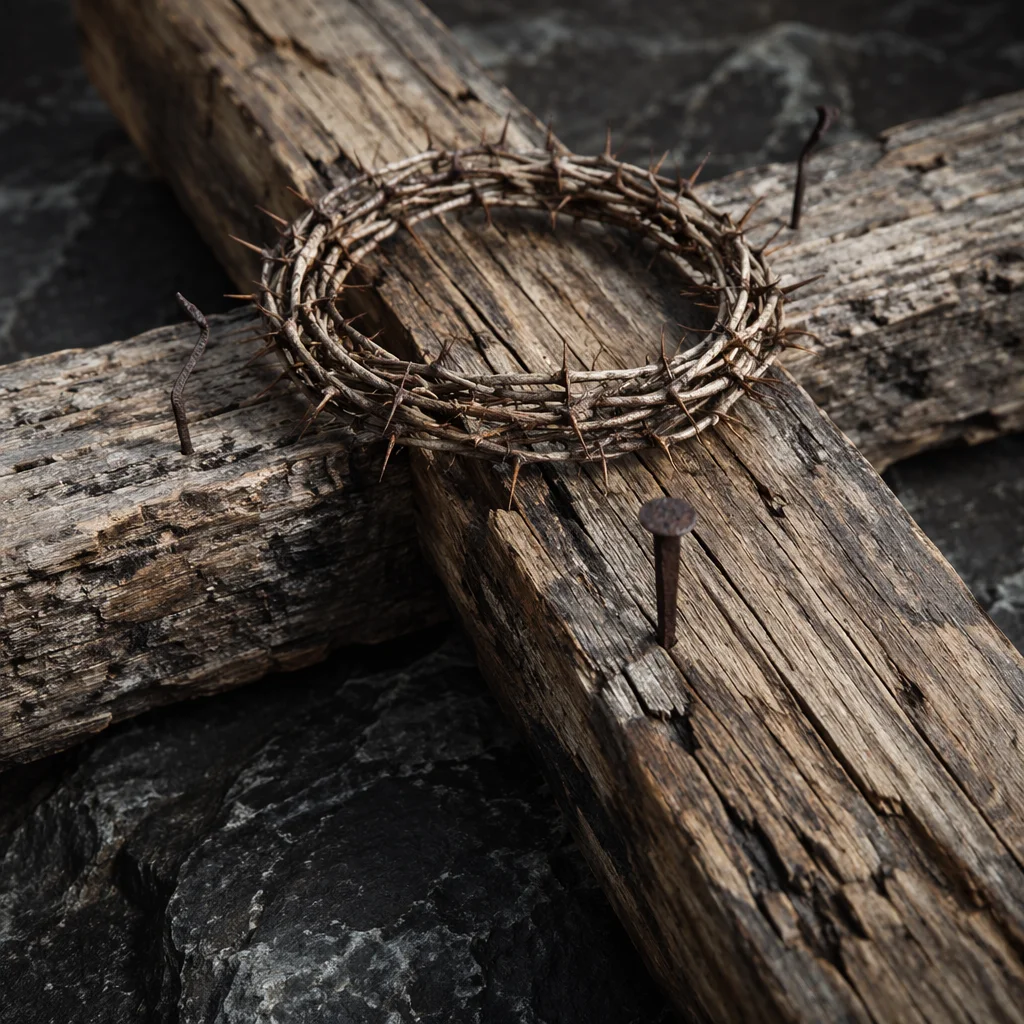 Good Friday Cross with Crown of Thorns