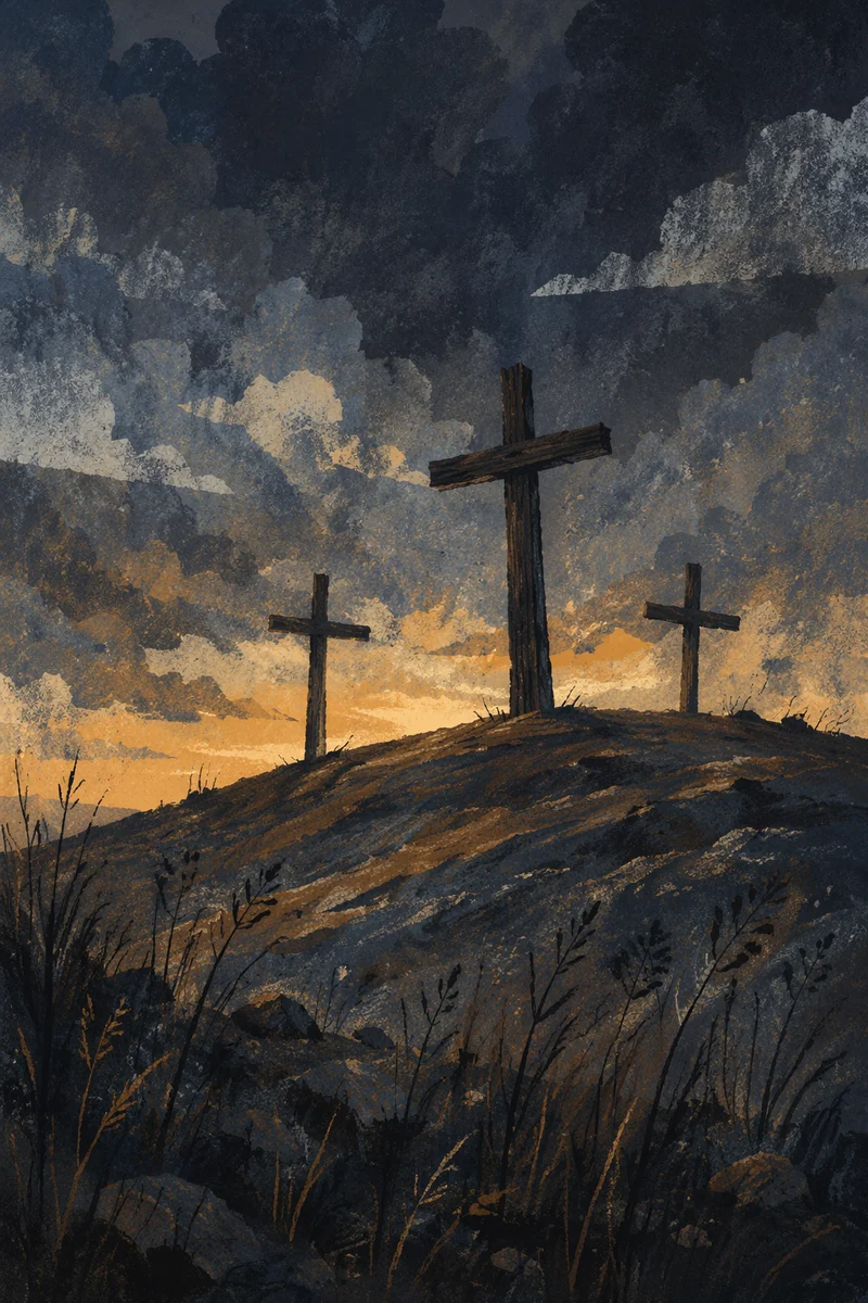 Good Friday Three Crosses at Dusk