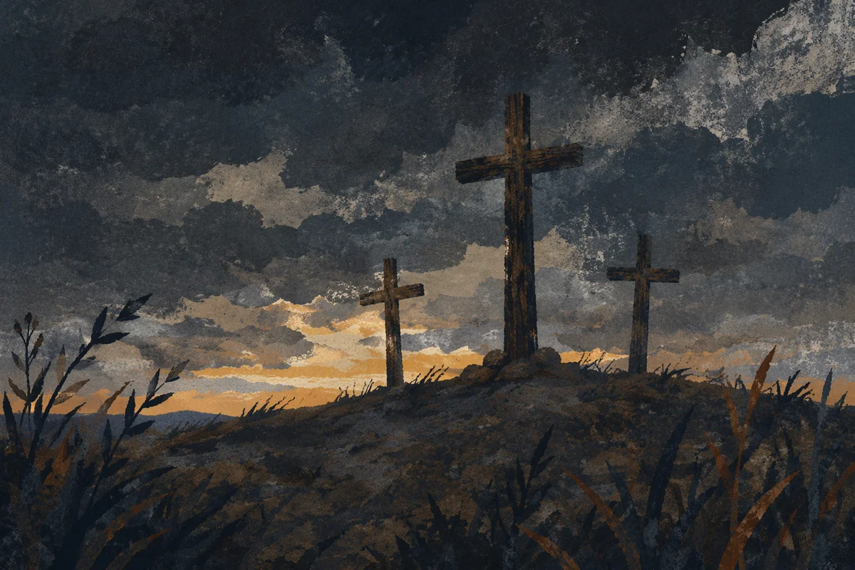 Good Friday Three Crosses at Dusk