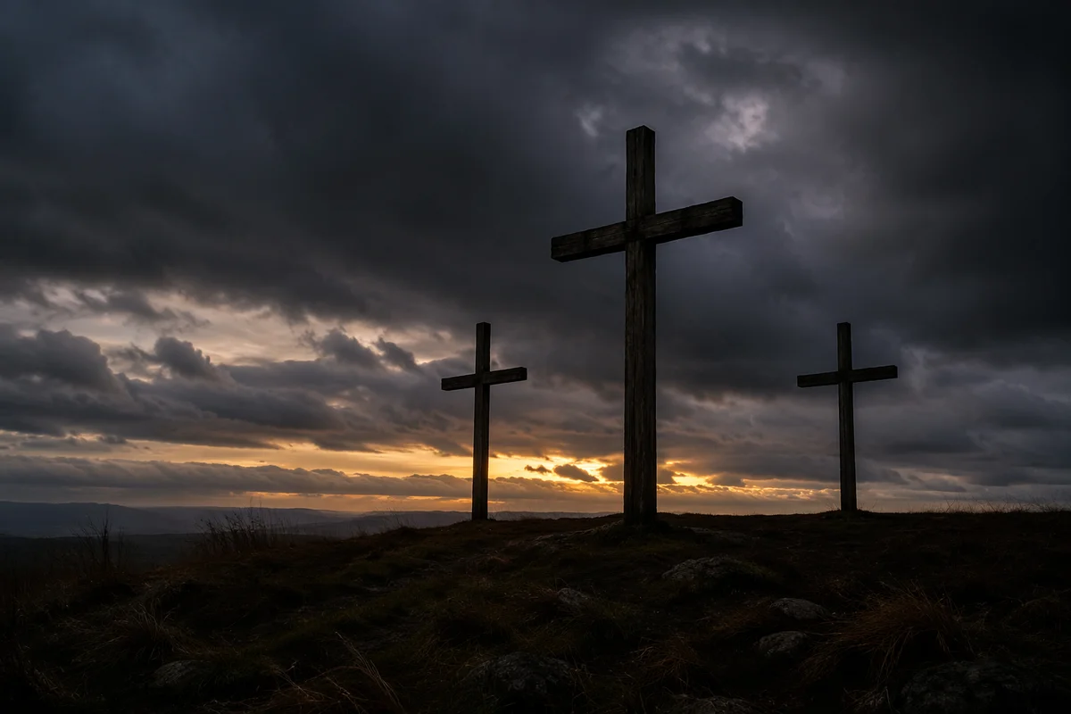 Good Friday Three Crosses at Dusk