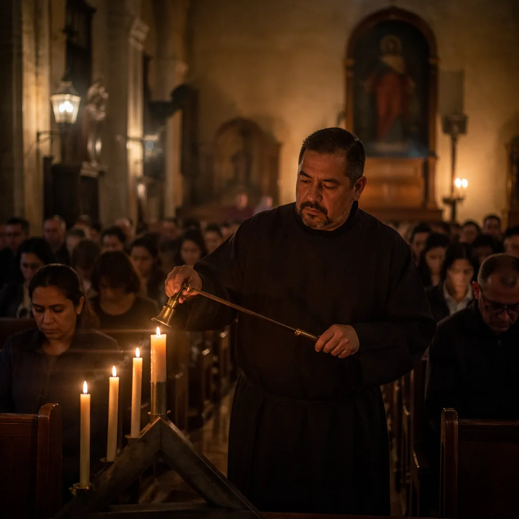 Tenebrae Candle Extinguishing in Chapel Interior
