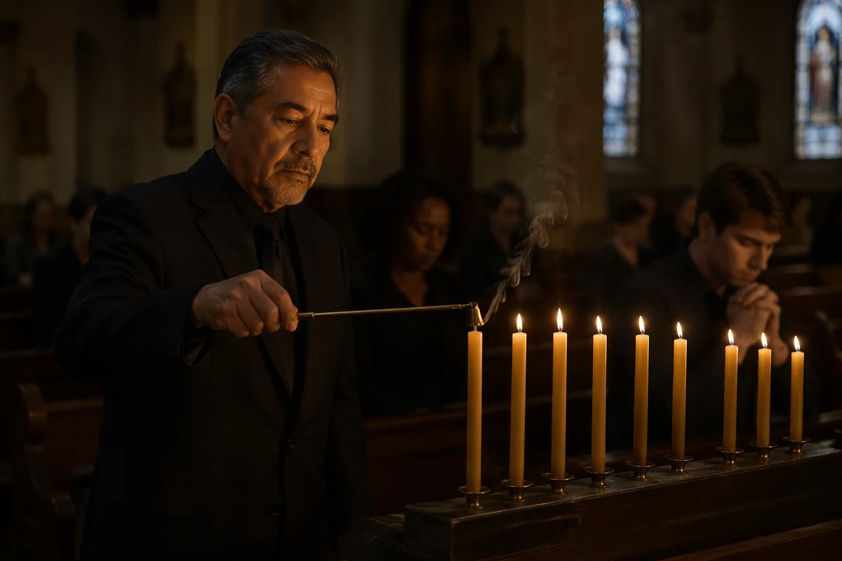 Candle Extinguishing in Church at Dusk
