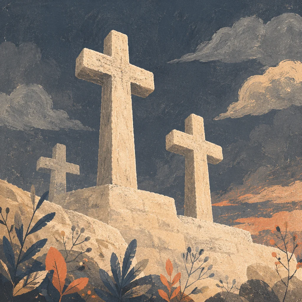 Good Friday Three Crosses Under Dark Sky