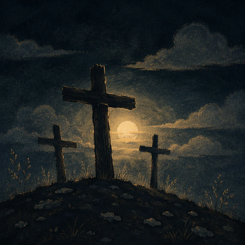 Good Friday Three Crosses Under Dark Sky