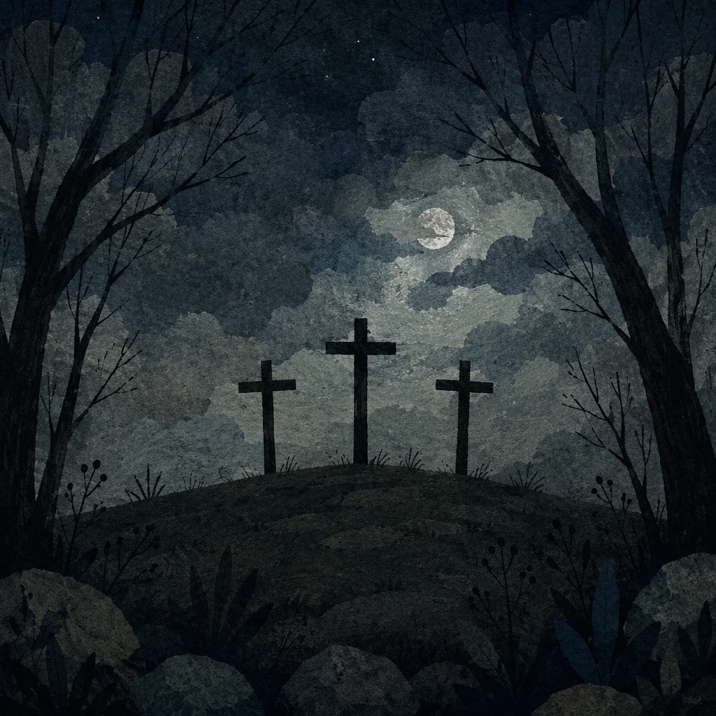 Good Friday Three Crosses Under Dark Sky
