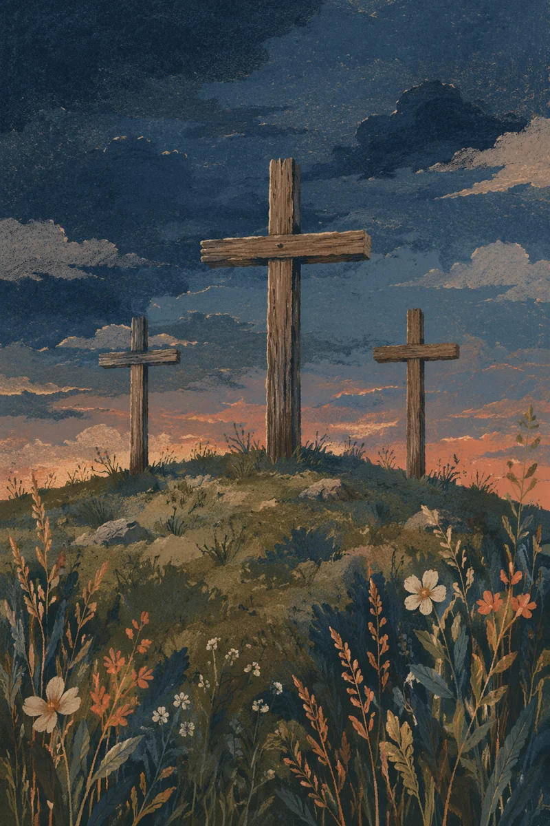 Good Friday Three Crosses at Twilight