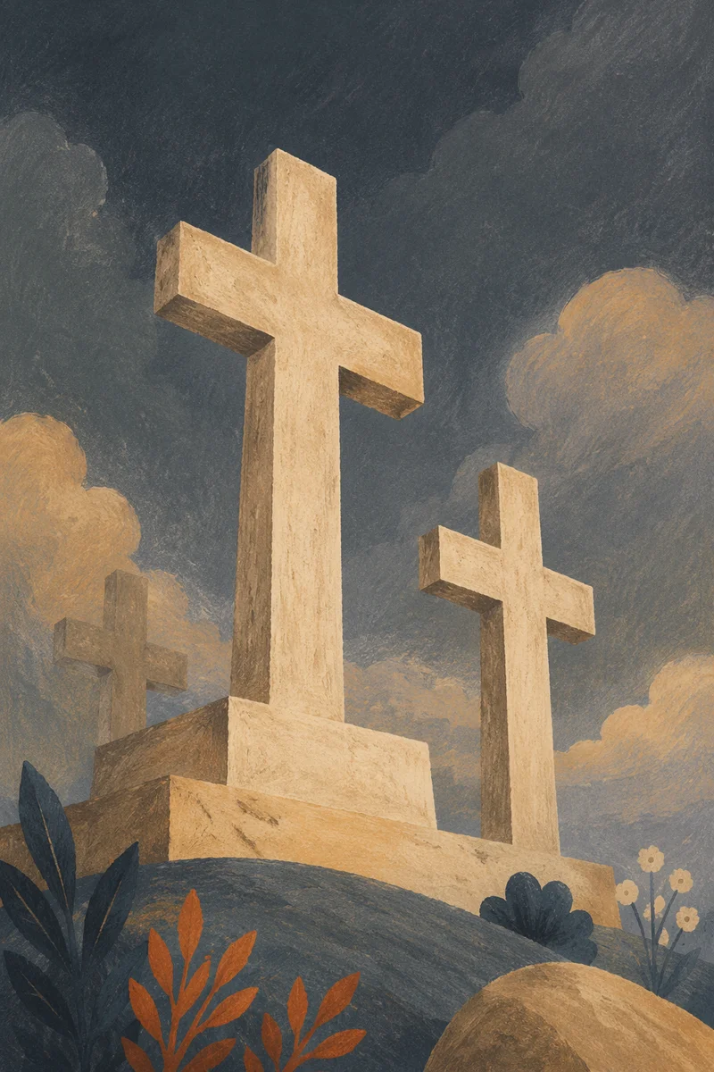 Good Friday Three Crosses Under Dark Sky