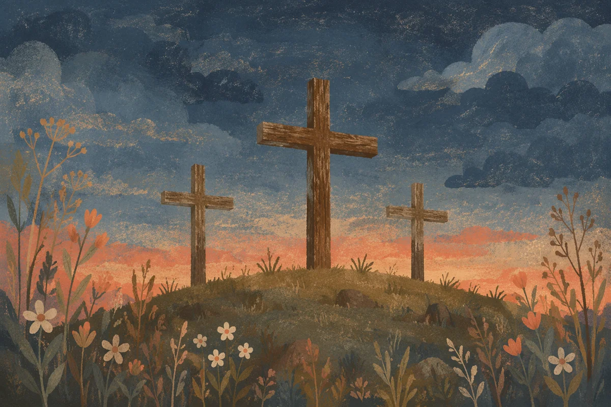 Good Friday Three Crosses Under Dark Sky