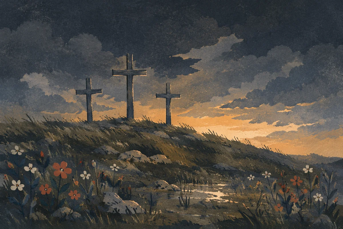 Good Friday Three Crosses Under Dark Sky