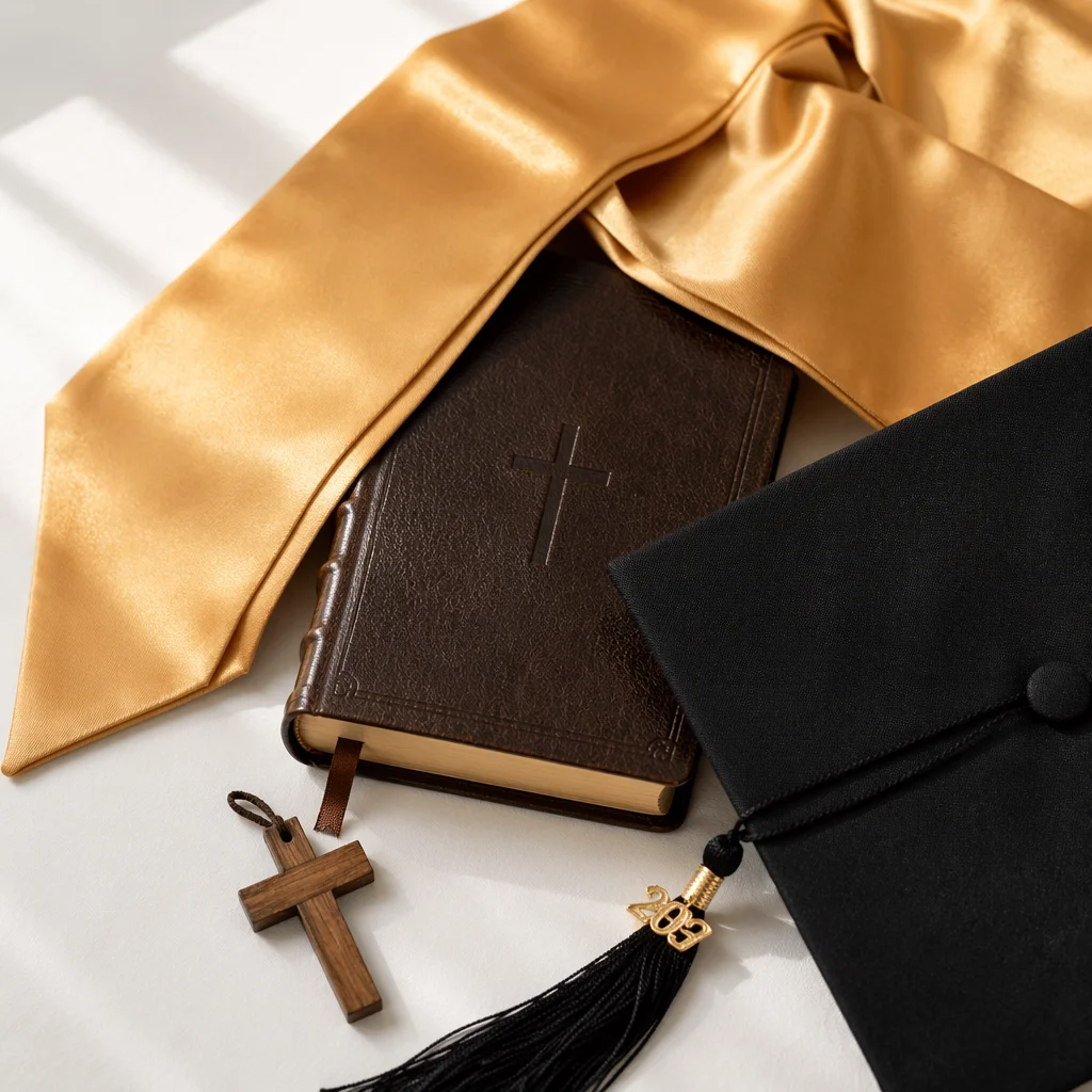 Christian Graduation Cap Bible Cross Arrangement