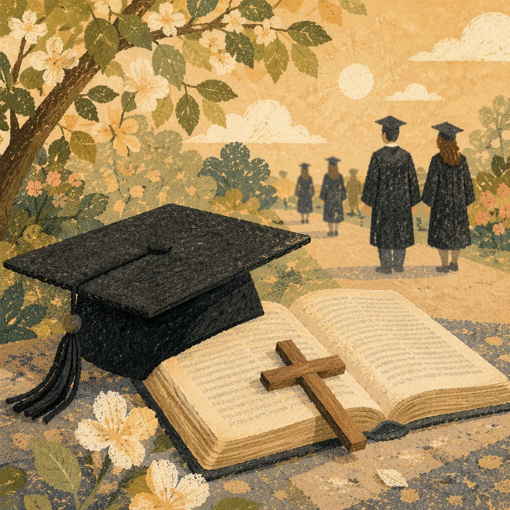 Faithful Spring Graduation Cap and Bible