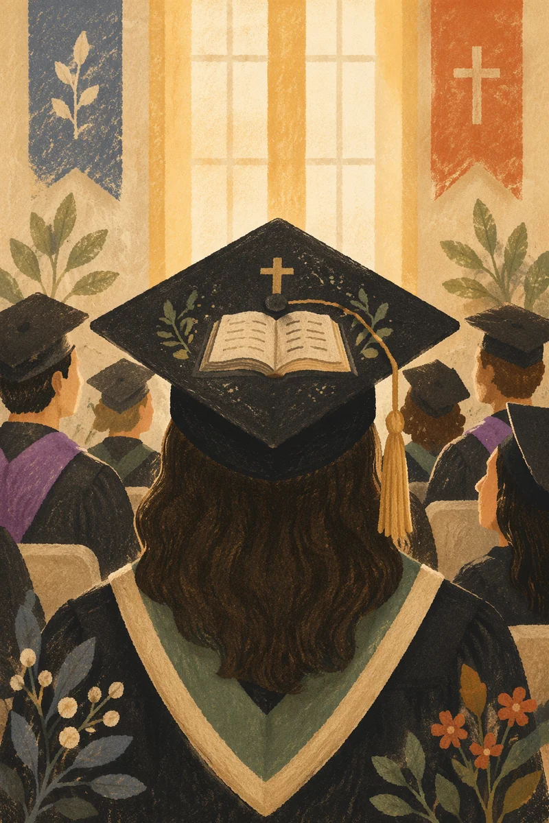 Christian Graduation Cap with Bible Cross