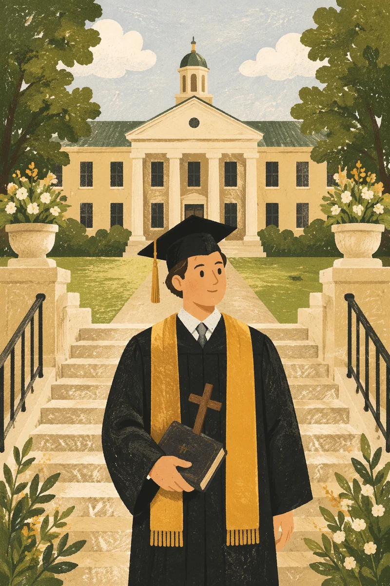 Christian Graduate Holding Bible and Cross