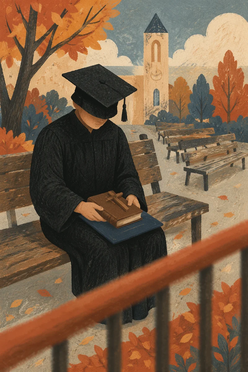 Graduation Cap with Bible and Cross
