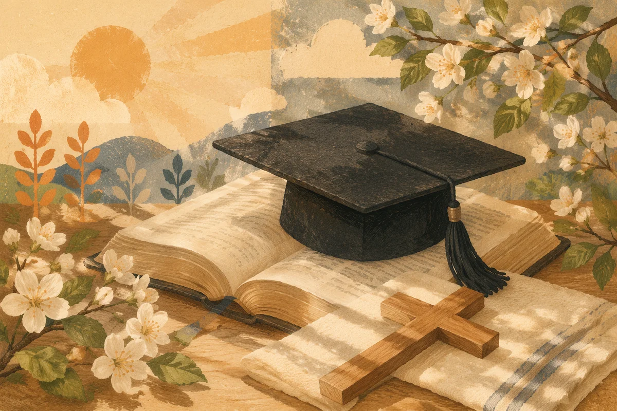 Faithful Graduation Cap with Bible and Cross
