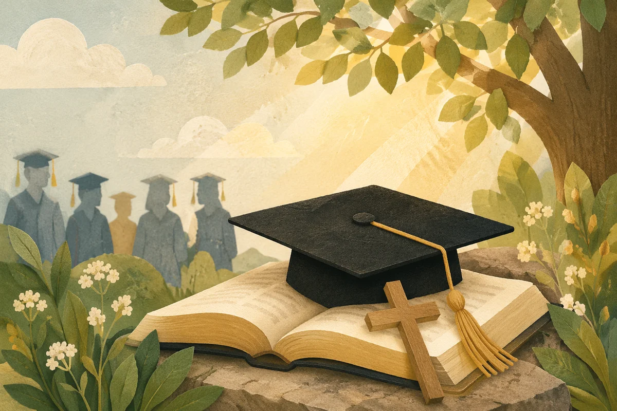 Graduation Cap Bible and Cross Blessing