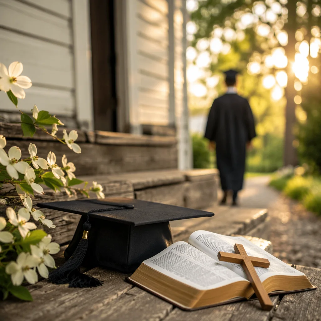 Faith-Filled Graduation Cap with Bible and Cross