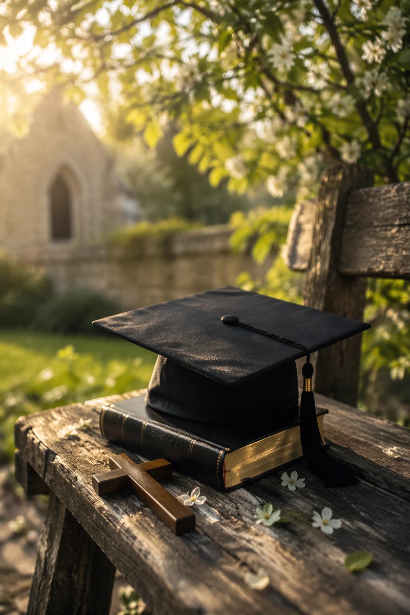 Faithful Graduation Cap with Bible and Cross