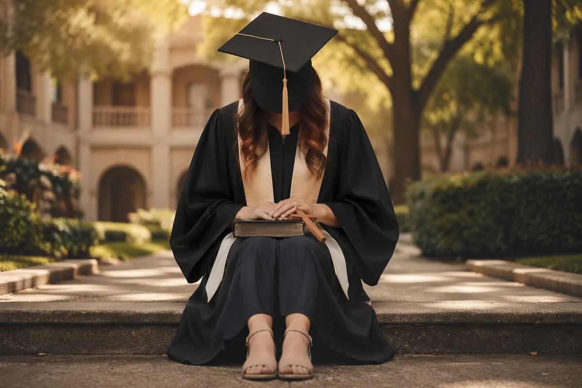 Faithful Graduate with Bible and Cross