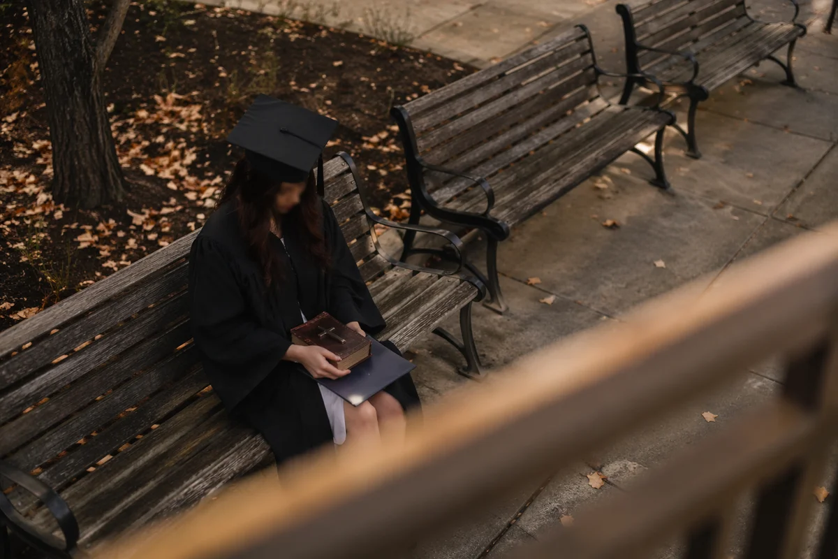 Graduation Cap with Bible and Cross