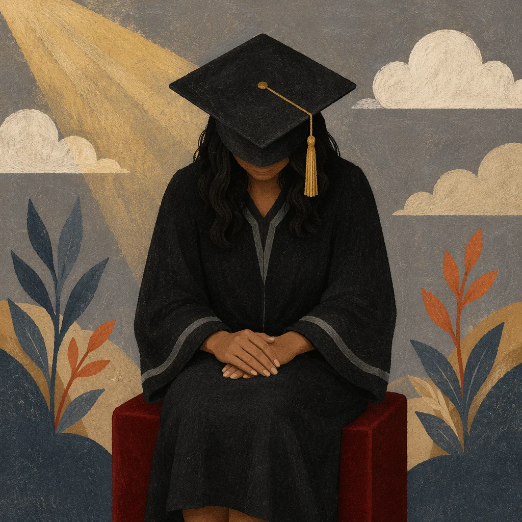 Graduation Sunday Prayer Portrait in Reverent Stillness