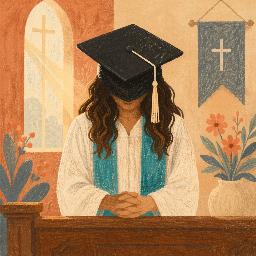 Graduate Prayer in Sunlit Chapel