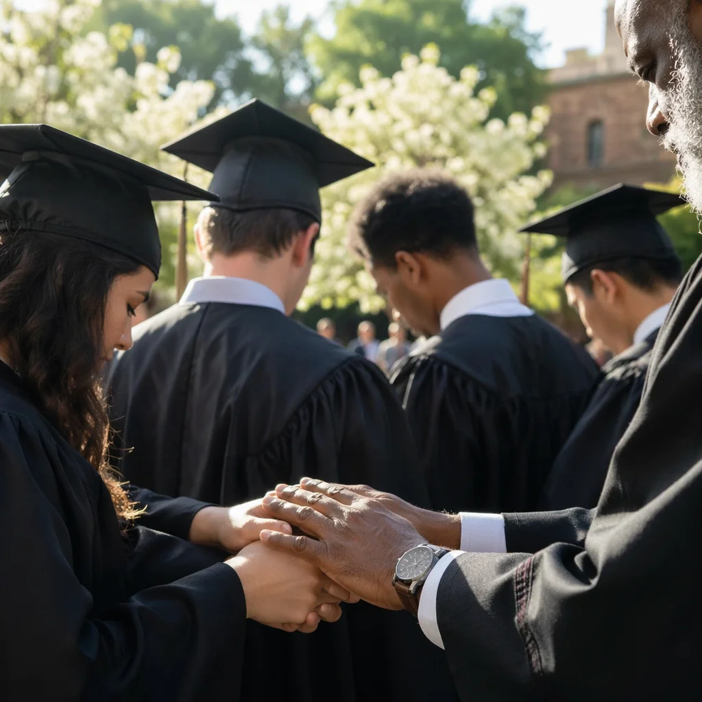 Graduation Sunday Prayer Blessing in Courtyard