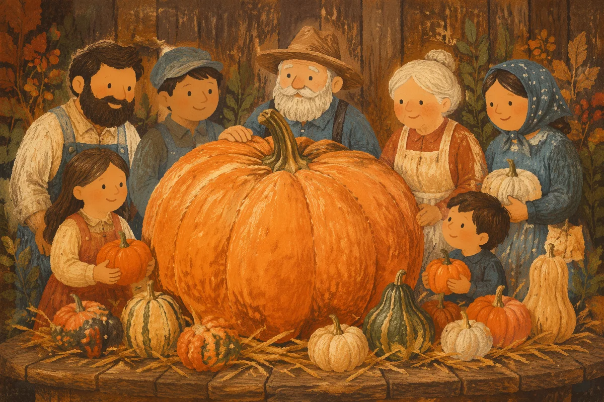Autumn Harvest Pumpkins in Rustic Church Hall