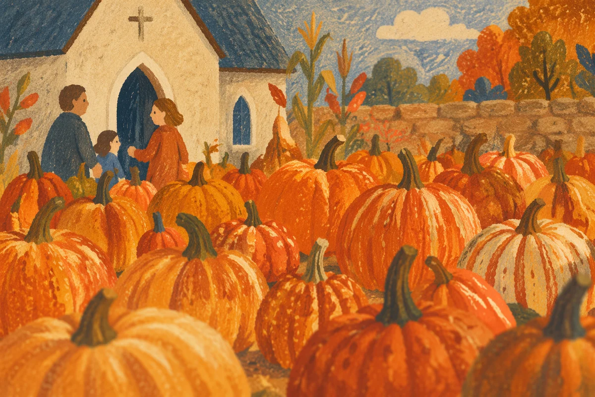 Autumn Pumpkins Outside Community Church