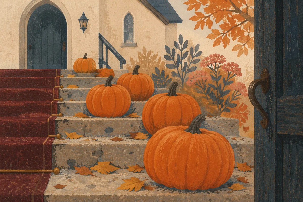 Autumn Pumpkins on Church Chapel Steps