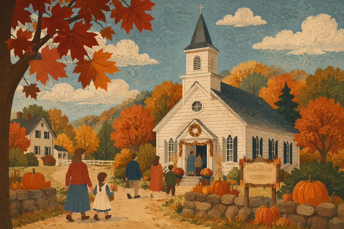 Autumn Harvest Festival Country Church Scene