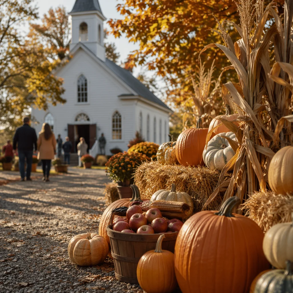 Autumn Harvest Festival Outside Country Church