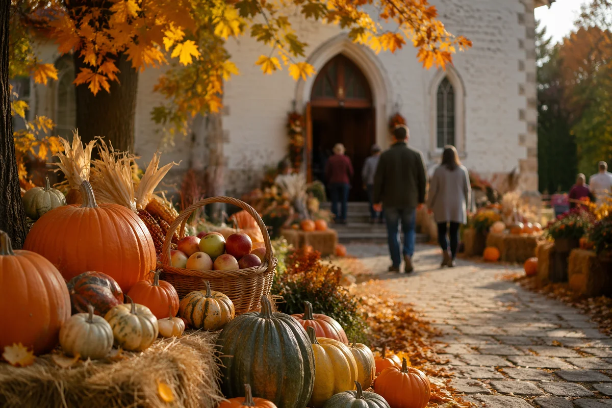 Autumn Harvest Festival Outside Countryside Church